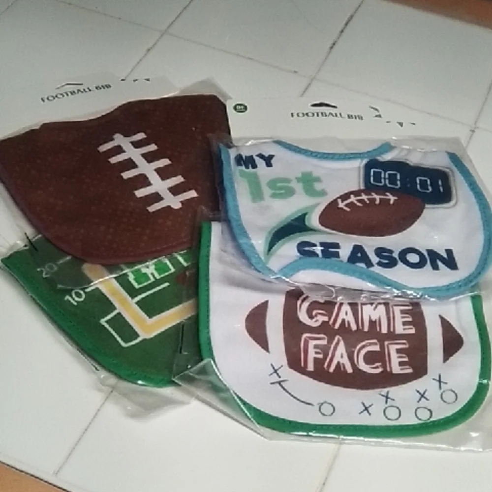 Source Unknown Football Theme Bibs - Brown, Green, Blue